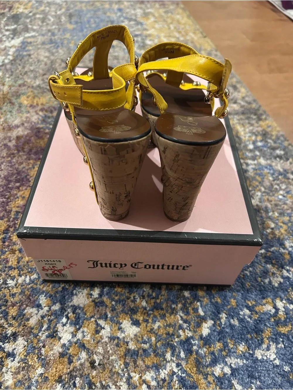 Juicy Couture Yellow Studded T-Strap Slingback Sandals
